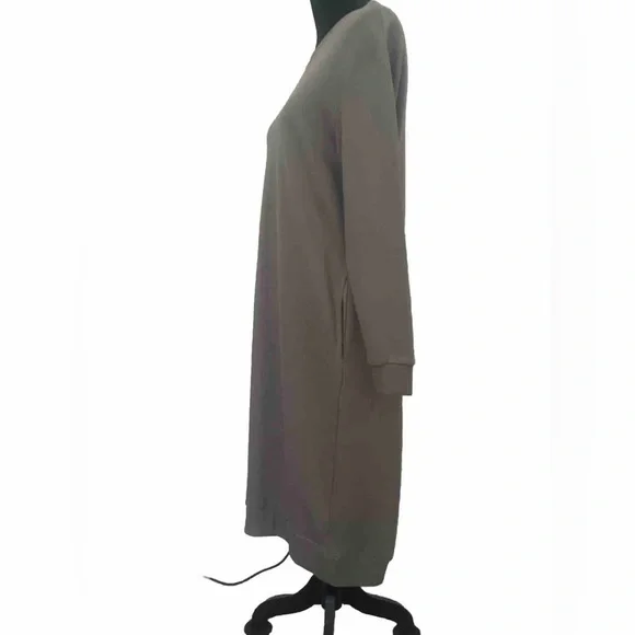 Women’s Zara, size small, taupe oversized sweatshirt midi dress with pockets - Picture 3 of 13